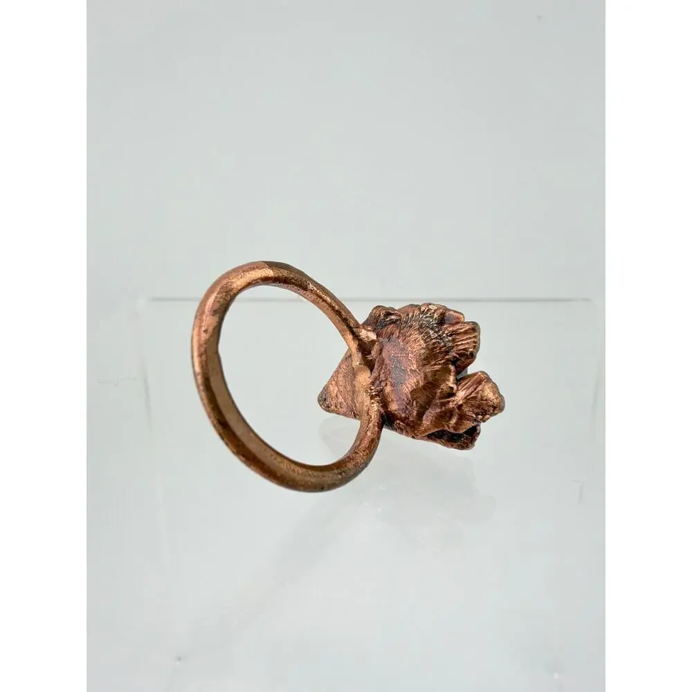 One of a Kind Electroformed Copper Multicolored Mineral Ring Size 8.5